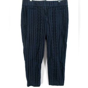 Ann Taylor Loft Eyelet Lace Lined Navy Blue Marisa Riveria Pants Slack 12 Petite